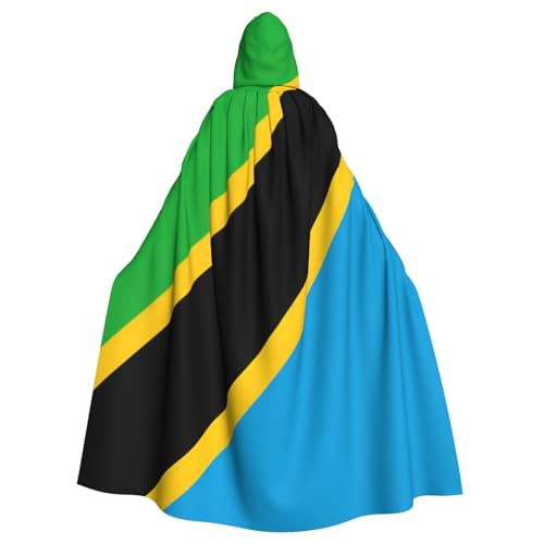 Uyhhgqw Halloween Hexenkostüm Tansania Flagge Herren Damen Kapuzenumhang Horror Horror Halloween Kostüm Cosplay Kostüm von Uyhhgqw