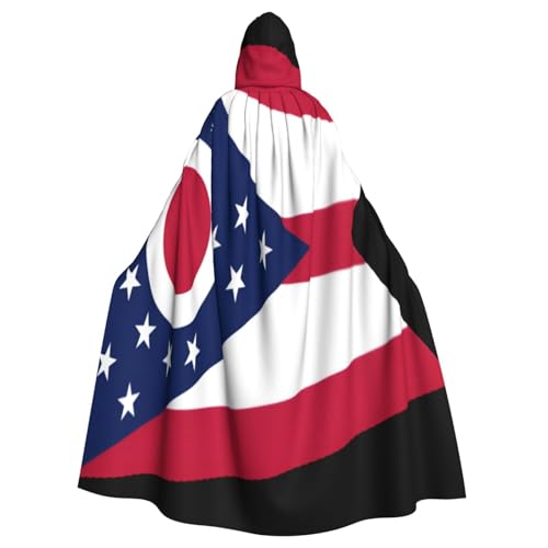Uyhhgqw Ohio State Flag Halloween Hexenkostüm Herren Damen Kapuzenumhang Horror Horror Halloween Kostüm Cosplay Kostüm von Uyhhgqw