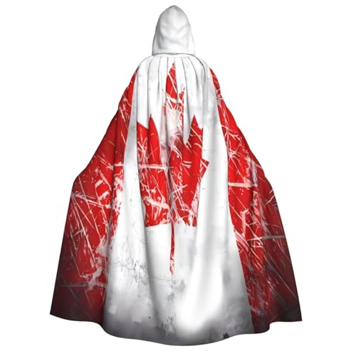 Uyhhgqw Retro Kanada Flagge Halloween Hexenkostüm Herren Damen Kapuzenumhang Horror Horror Halloween Kostüm Cosplay Kostüm von Uyhhgqw