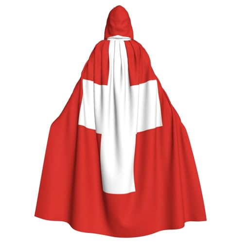 Uyhhgqw Schweizer Flagge Halloween Hexenkostüm Herren Damen Kapuzenumhang Horror Horror Halloween Kostüm Cosplay Kostüm von Uyhhgqw