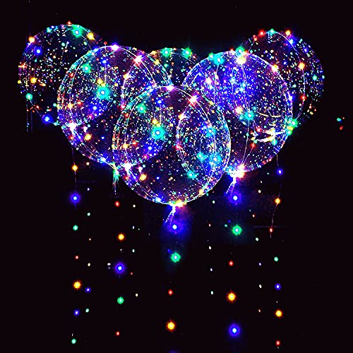 UZER 12 Packungen LED Bobo Luftballons mehrfarbig,18 Stück klare Luftballons,3 Leuchtstufen blinkende LED-Lichterkette,51 cm große Helium-Luftballons,Weihnachts Hochzeit Geburtstags party Dekorationen von UZER