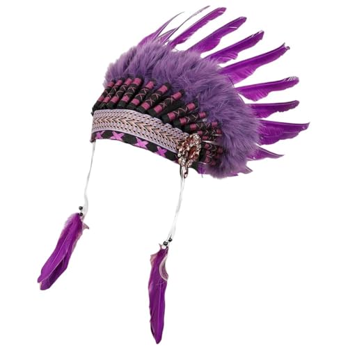 Uzztfa Künstlicher Federkopfschmuck, Kopfschmuck Der Amerikanischen Ureinwohner, Kopfschmuck Im Indischen Stil, Halloween-kopfschmuck Für Party-foto-requisiten Für Kinder Und Erwachsene von Uzztfa