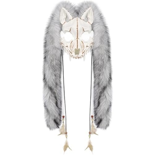 Uzztfa Pelzige Wolfsmaske Wikinger Werwolfmaske Werwolf Maskerade Maske Kopfschmuck Halloween Cosplay Kostüm Requisiten Uzztfa Pelzige Wolfsmaske Wikinger Werwolfmaske Werwolf Maskerade Maske Kopfschmuck Halloween Cosplay Kostüm Requisiten von Uzztfa