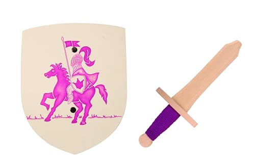 V A H - Mini Ritter Set inklusive Kurz-Schwert für die kleinsten Ritter [Made in Germany | echtes Handwerk] (Pink) von V A H