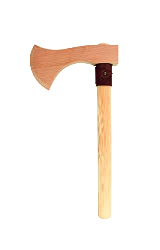V A H - Massive Wurfaxt Franziska aus Echt-Holz geölt mit Lederapplikation [Geschichte spielend erleben | Made in Germany | traditionelles Handwerk | perfekt als Dekowaffe für den Mittelaltermarkt] von V A H