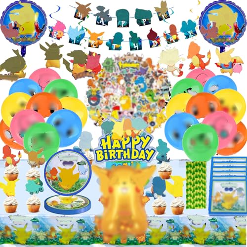 Geburtstagsdeko,164 Stück Kindergeburtstag Party Set, Enthält Teller, Servietten, Tischdecke, Banner, Cake Topper, Luftballons, Aufkleber, Papierstrohhalme Geburtstagsdeko,164 Stück Kindergeburtstag Party Set, Enthält Teller, Servietten, Tischdecke, Banner, Cake Topper, Luftballons, Aufkleber, Papierstrohhalme von VACBOTT