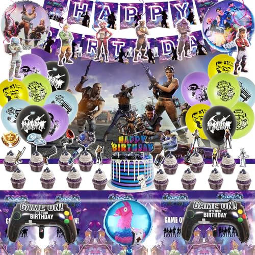 Video Spiel Geburtstagsfeier, 45 Stück Gaming Party Geburtstag Deko,Enthält Geburtstag Banner,Tischdecke,Cartoon-Hintergrund, Swirl Decoration, Luftballons, Tortendeko Video Spiel Geburtstagsfeier, 45 Stück Gaming Party Geburtstag Deko,Enthält Geburtstag Banner,Tischdecke,Cartoon-Hintergrund, Swirl Decoration, Luftballons, Tortendeko von VACBOTT