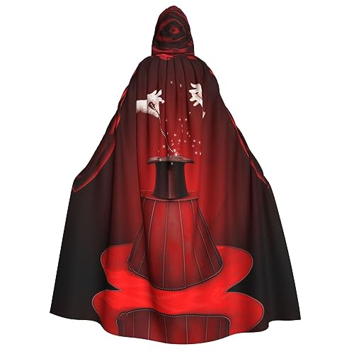 VACSAX Unisex Hooded Cloak Magic Show Print Adult Cape With Hood Cosplay Costumes Cape Robe for Halloween von VACSAX