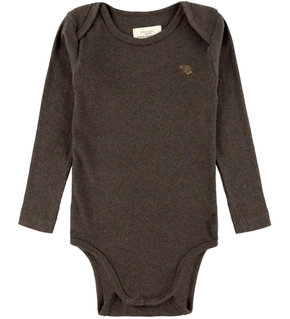VACVAC Body l/ä - Scharlachrot - Rib - Dark Brown Melange - VACVAC - 2 Jahre (92) - Body L/Ä von VACVAC