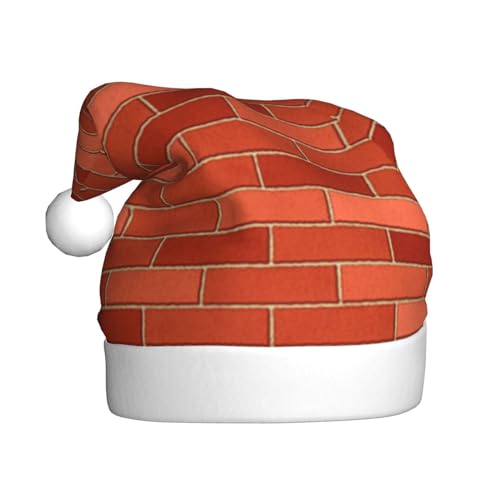 VAGILO Rote Backsteinmauer Beschaffenheit Festliche Winterferien Weihnachtsmützen – lustig, warm und plüschig Büro und Outdoor Neuheit Party Cap von VAGILO