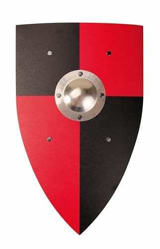 Normannenschild schwarz-rot mit Schildbuckel 35 x 50 cm von V A H