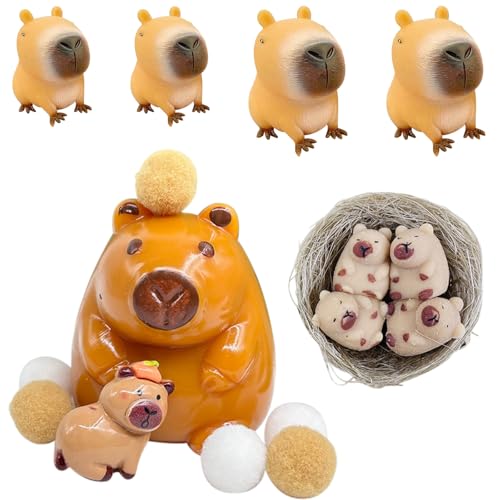 6 Stück Anti Stress Spielzeug Capybara Squishy - 2 x groß + 2 Mini Squeeze Toy, Anti Stress Ball Squeeze Toy Stressabbau Spielzeug, Antistressball für Erwachsene und Kinder, Geburtstagsgeschenk von VAIGU:OA