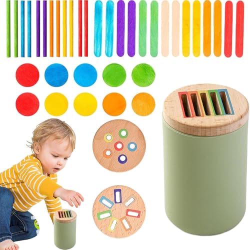 Montessori Spielzeug ab 1 - Kinder Spielzeug zur Farbsortierung, Sensorisches Stapelspielzeug zur Farbklassifizierung, Holz Sortier & Stapelspielzeug, Kinder, Lernspielzeug Geschenk für Kleinkinder von VAIGU:OA