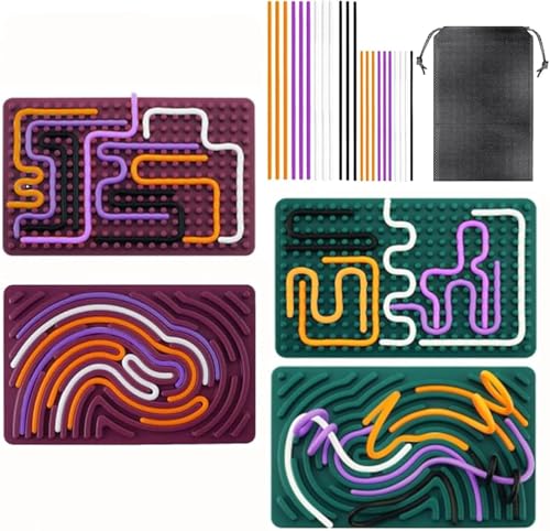 Sensorik Activity Board - 2 Stück Silikon Sensory Activity Board, ADHD Aktivitätsboard, Ruhiges Reise-Spielzeug mit 2 Kordelzugbeutel und 22 Strings für Kinder ab 3+ und Erwachsene Ideal zur Stress Sensorik Activity Board - 2 Stück Silikon Sensory Activity Board, ADHD Aktivitätsboard, Ruhiges Reise-Spielzeug mit 2 Kordelzugbeutel und 22 Strings für Kinder ab 3+ und Erwachsene Ideal zur Stress von VAIGU:OA