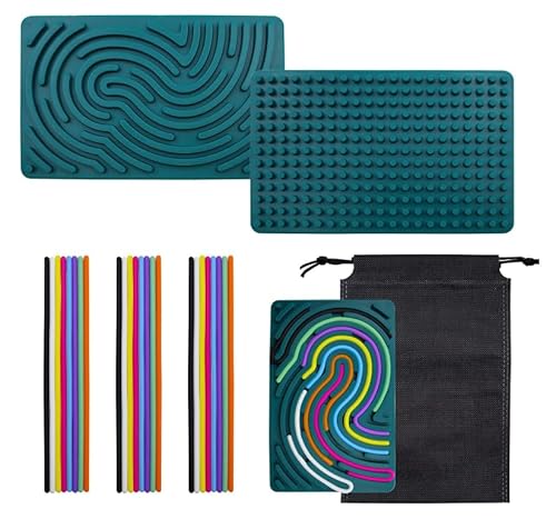 Sensorik Activity Board - Silikon Sensory Activity Board, ADHD Aktivitätsboard, Ruhiges Reise-Spielzeug mit Kordelzugbeutel und 24 Strings für Kinder ab 3+ und Erwachsene Ideal zur Stress und Autismus Sensorik Activity Board - Silikon Sensory Activity Board, ADHD Aktivitätsboard, Ruhiges Reise-Spielzeug mit Kordelzugbeutel und 24 Strings für Kinder ab 3+ und Erwachsene Ideal zur Stress und Autismus von VAIGU:OA
