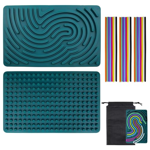 Sensorik Activity Board - Silikon Sensory Activity Board, ADHD Aktivitätsboard, Ruhiges Reise-Spielzeug mit Kordelzugbeutel und 24 Strings für Kinder ab 3+ und Erwachsene Ideal zur Stress und Autismus von VAIGU:OA
