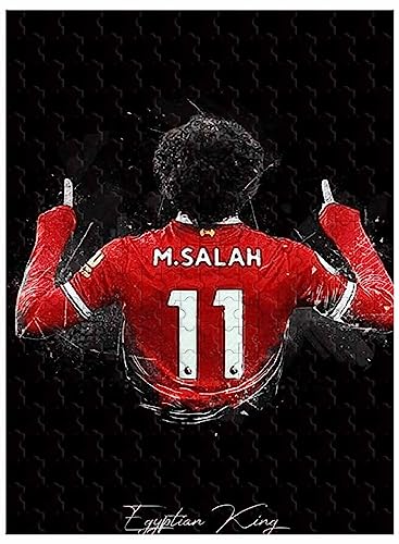 Für Erwachsene, 1000 Teile Holzpuzzle, Wanddekoration, Mohamed Salah Fußball-Sportbild, 75 x 50 cm von VAKUUM