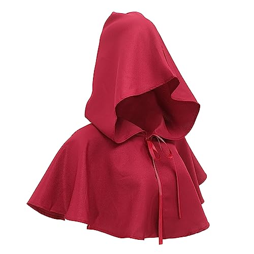 Hexenhaube Kessel-Halloween- mittelalterliche Kleidung Lametta Hexenhut Kuhkostüm Halloween Costume Halloween Kleidung mittelalterliche Haube mittelalterliche Kutte Wolle rot VALICLUD von VALICLUD