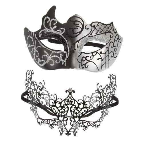 VALICLUD 1 Paar Paar-Masken-Set Cosplay Halloween Maskerade Masken goldene heeloween hallowen masks masquerade pferdeparty für Maskenball für Party Plastik von VALICLUD