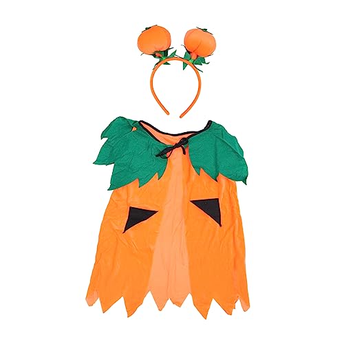 VALICLUD 1 Satz 2 Stücke Halloween Cosplay Umhang Kinder Kürbis Haarband Set (orange) von VALICLUD