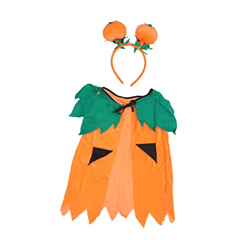 VALICLUD 1 Satz 2st Kürbis-umhang Outfits Halloween-kostüme Für Halloween-bodysuit Halloween-requisiten Halloween-cosplay-zubehör Kürbis-haarbänder Kürbis Schal Orange Stoff von VALICLUD