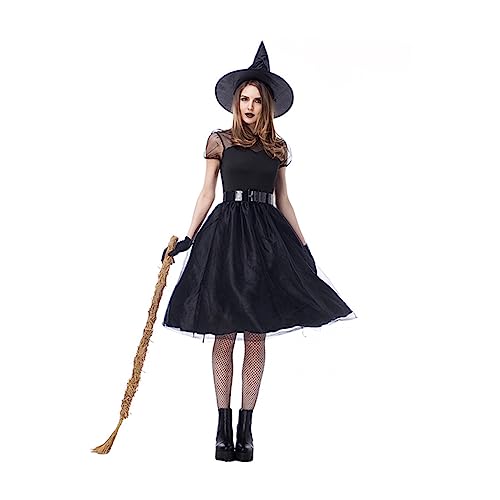 VALICLUD 1 Satz 4 Stück Hexenanzug halloween costume halloween kleidung Hexenkostüm aus dekoratives Hexenkostüm-Set Geisterkostüm Halloween-Kostüme für Frauen Polyester Black von VALICLUD