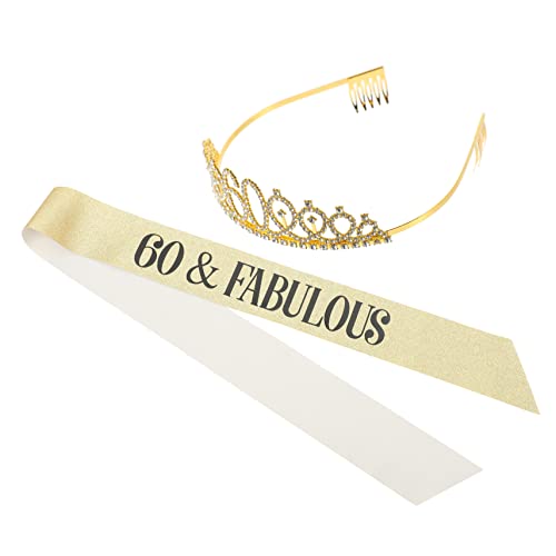 VALICLUD 1 Satz Alles Gute zum Geburtstag Dekoration Tiara zum 60. Geburtstag Krone zum 60. Geburtstag Geburtstagsdekoration für Frauen Geburtstagskrone für Frauen Goldstaub-Stretchleder von VALICLUD