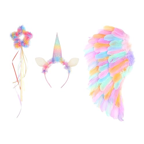 VALICLUD 1 Satz Buntes Flügel-stirnband Prinzessin Zubehör Halloweenkostüm Ballettröckchen Feenflügel-requisite Für Regenbogen-tutu-rock Für Gänsefedern von VALICLUD