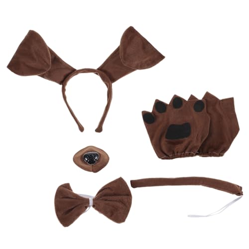 VALICLUD 1 Satz Dekoratives Hundekostüm Hundeohren Und Schwanzkostüm Tragen Hetzen Party-hundekostüm Halloween-kostüm Für Tierischer Pyjama Hundestirnband Leopard Polyester von VALICLUD