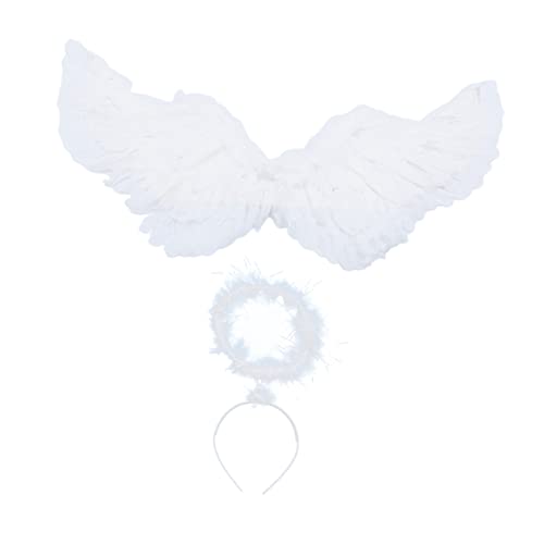 VALICLUD 1 Satz Federflügel Kostüm Für Mädchen Kind Jungs Stütze Raupe Engelskostüm Band Kostüm Flügel Schläger Erwachsene Feenflügel Dunkle Feenflügel Cosplay-kopfschmuck Weiß von VALICLUD