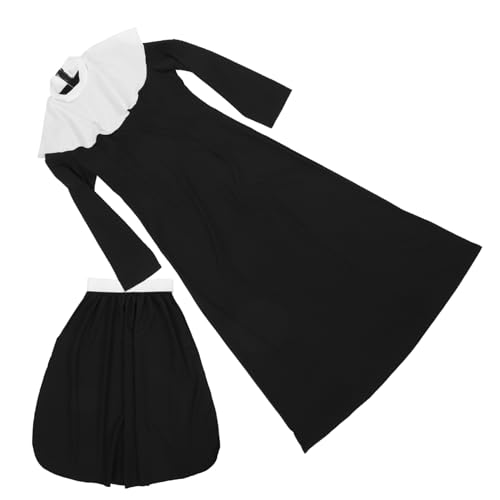 VALICLUD 1 Satz nonnenkostüm-set schwarzes Gewand Kostüme für Erwachsene Frauenkostüm frauen kleider Make-up-Sets für Erwachsene Nonnen-Outfit Nonnenkostüm für Damen Cosplay von VALICLUD