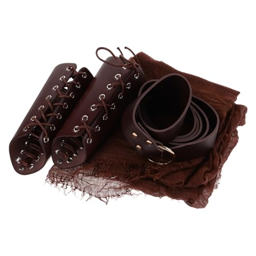VALICLUD 1 Satz Halloween-Ritter-Set Brauner Umhang Ritter-Cosplay Gürtel Männer Kostüm Mittelalterlicher Renaissancegürtel Arm Mittelalterlicher Gürtel Männergürtel Pu-Leder Light Brown von VALICLUD