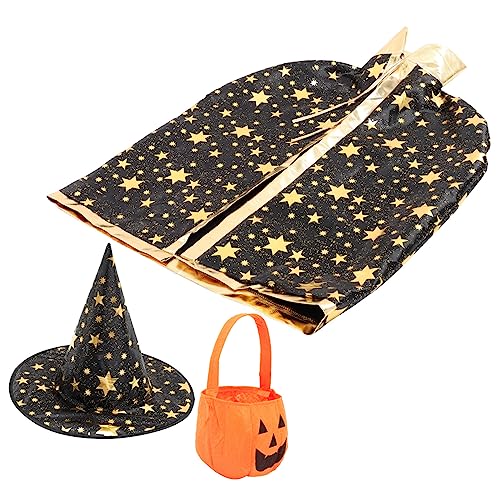 VALICLUD 1 Satz Halloween-Umhang Schlag Halloween-Kapuzenmantel Skelett halloween umhang halloween costume weihnachtsdeko Halloween-Kostüme für -Cosplay-Zaubererhut Vlies Black von VALICLUD