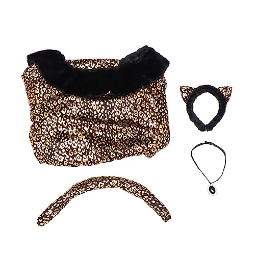 VALICLUD 1 Satz Halloween-kleideranzug Für Frauen Katzen Halloween -kostüme Pelziges Kostüm Halloween-kostüme Für Frauen Outfits Dame Kostüme Für Erwachsene Cosplay-frauen Polyester Leopard von VALICLUD