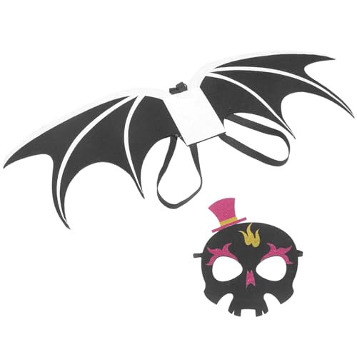 VALICLUD 1 Satz Halloween-teufelsflügel-maskenset Für Halloween-hornmaske Halloween-kostüme Für Mädchen Halloween-kostüme Für Halloween-kostümflügel Erwachsene Vlies Black von VALICLUD