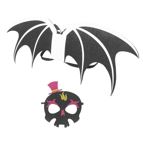 VALICLUD 1 Satz Halloween-teufelsflügel-maskenset Für Kostüm Halloween Stirnband Zubehör Stirnband Aus Teufelshorn Cosplay-flügel Teufelsmaske Kopfbedeckung Black Vlies VALICLUD 1 Satz Halloween-teufelsflügel-maskenset Für Kostüm Halloween Stirnband Zubehör Stirnband Aus Teufelshorn Cosplay-flügel Teufelsmaske Kopfbedeckung Black Vlies von VALICLUD