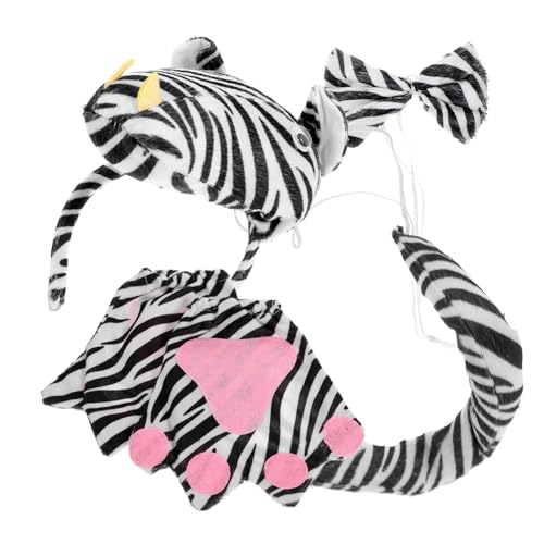 VALICLUD 1 Satz Halloween-zebra-stirnband Zebra-kostümzubehör Für Damen Tierkostüm Für Erwachsene Zebrakopf Für Damen Zebraschwanz Und Ohren Zebra-stirnbänder Für Frauen Zebraschwänze Stoff von VALICLUD
