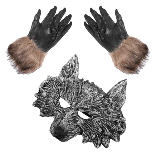 VALICLUD 1 Satz Handschuhe Der Werwolfmaske Werwolf-kostüm Handschuhe Mit Wolfsklauen Halloween-horror Halloween-wolf-handschuhe Halloween-wolfsmaske Halloween-maske Wolfskopf Vinyl von VALICLUD