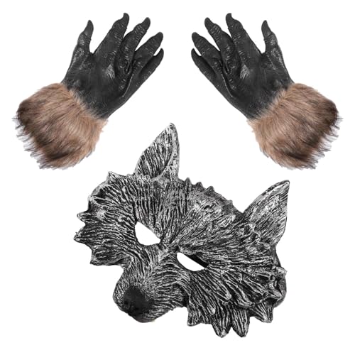 VALICLUD 1 Satz Handschuhe der Werwolfmaske Halloween-Horror Handschuhe mit Wolfsklauen Maskerade halloween theme halloween costume Wolfsmasken-Kit Halloween-Handschuh-Kombination Vinyl VALICLUD 1 Satz Handschuhe der Werwolfmaske Halloween-Horror Handschuhe mit Wolfsklauen Maskerade halloween theme halloween costume Wolfsmasken-Kit Halloween-Handschuh-Kombination Vinyl von VALICLUD