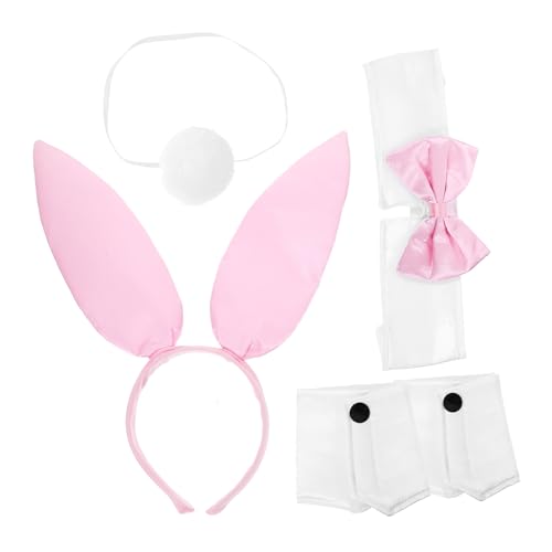 VALICLUD 1 Satz Hasenohr Stirnband Karikatur Weiß Motorhaube Party Bogen Stirnbänder Ohren Plüsch Festival Kaninchen Kostüme Cosplay Kopfschmuck Kragen Halloween Foto -requisiten Satin Rosa von VALICLUD