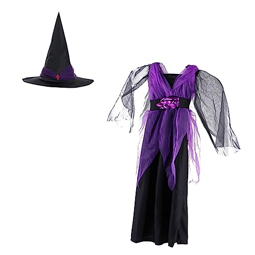 VALICLUD 1 Satz Hexenkostüm Halloween-kostüm Für Kinderkleidung Halloween-cosplay-kostüm Halloween- Halloween-party-anzieh-outfit Cosplay -kostüm Violett Gittergewebe von VALICLUD