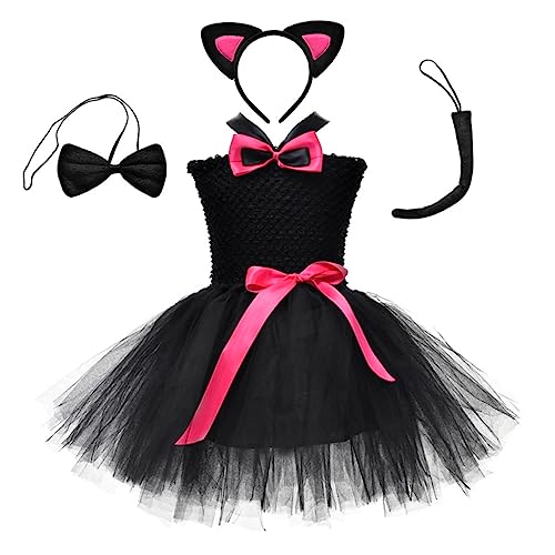 VALICLUD 1 Satz Katzenrock Anzug halloween costume halloween kleidung halloween kostün Katzenkleid kleidung für Kätzchenrock für Mädchen Tutu-Rock aus Baumwolle Tutu-Anzug Rosy von VALICLUD