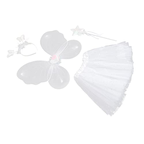 VALICLUD 1 Satz Mädchen Kostüm Set mit Tutu Rock Schmetterlingsflügeln Feenstab und Haarband für Fasching Geburtstagsfeiern und Tanzaufführungen von VALICLUD