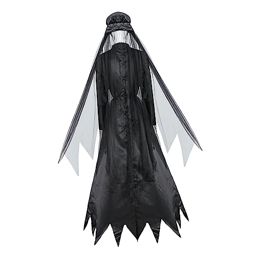 VALICLUD 1 Satz Maskerade Kleidung halloween kopfschmuck halloween kopfbedeckung lange röcke damenkostüme Halloween -Kostüm Hexenkostüm Halloween langes Kleid Cosplay-Kleid Polyester Black von VALICLUD