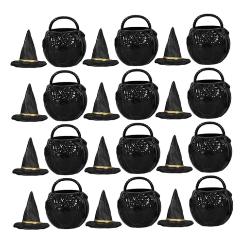 VALICLUD 1 Satz Mini Miniatur Kessel und Hexenhut Teiliges Halloween Deko für Puppenhäuser Kreative Halloween Partydekoration Langlebige Kunststoffornamente für Schaurige Feiern von VALICLUD