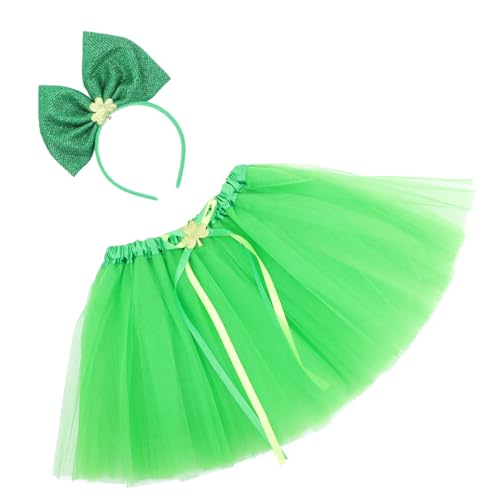 VALICLUD 1 Satz Partykleidung kinderkleider kinderkleidung festkleidung kurzer rock tracht tragegurt Kinderkommode Tutu-Rock und Stirnband St Patrick Stirnband Gittergewebe Green von VALICLUD