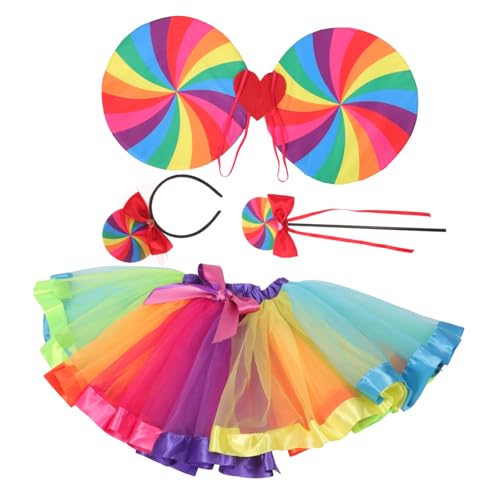 VALICLUD 1 Satz Regenbogen Kostümset für Teiliges Cosplay Zubehör mit Tüllrock Flügeln Zauberstab und Haarreif für Halloween Partys und Verkleidungen VALICLUD 1 Satz Regenbogen Kostümset für Teiliges Cosplay Zubehör mit Tüllrock Flügeln Zauberstab und Haarreif für Halloween Partys und Verkleidungen von VALICLUD
