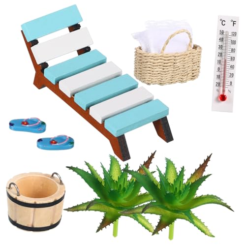 VALICLUD 1 Satz Sauna -zubehör Set Strandzubehör Miniatur Mini-stranddekoration Mini-Lounge-Sessel Puppenhaus Möbel Zubehör Für Puppenhäuser Mikro-Strand-sommerszenen-Requisite Holz von VALICLUD