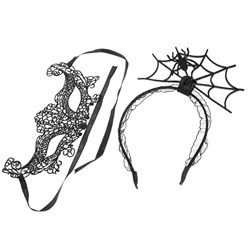 VALICLUD 1 Satz Spinnennetz-Stirnband pelziger Fuchs Kostüm Party-Maskerade Halloween-Fuchs Mascaras haarreif halloween haarreifen halloween Halloween-Accessoires Spitzenmasken Stoff Black von VALICLUD