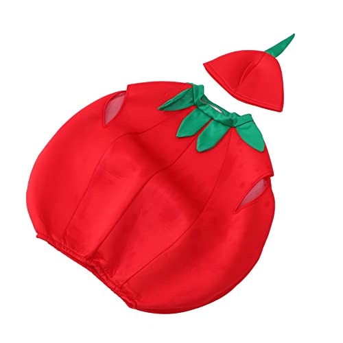 VALICLUD 1 Satz Tomate Kinderkleidung Obstkostüm für Kleinkinder Pullover für Jungen Hüte Baby-Weihnachtsoutfit Bühnenkostüme Cosplay-Zubehör für Kinder Halloween Kopfbedeckung Lipgloss Hut von VALICLUD